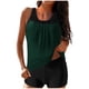 thumbnail image 2 of Trajes de baño Amzcrzy Tankini para mujer, trajes de baño, trajes de baño de dos piezas con control de abdomen, bikini conservador con espalda de tiras sólidas, traje de baño verde, L, 2 of 5