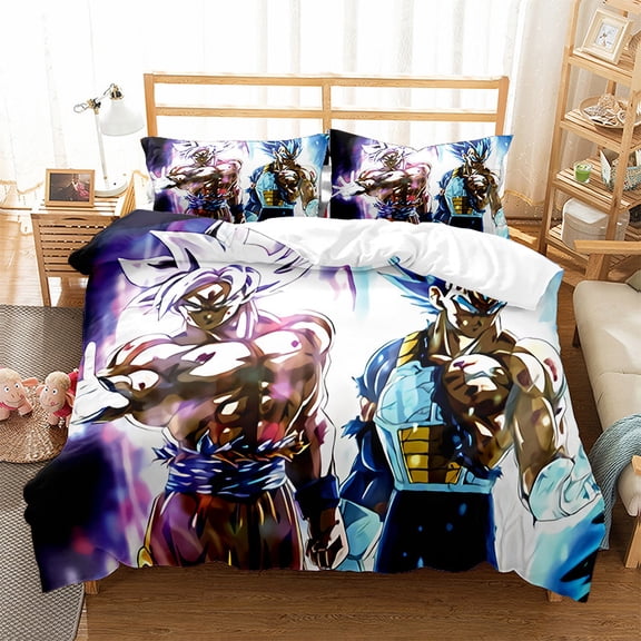 Cartoon beding set Anime Bed Sheets, Dragon Ball 3-Piece Bedding Set, Boys Game Queen Sheets Twin Quilt Cover Bed Set
