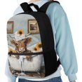 thumbnail image 4 of Uourmeti Lightweight 17 Inch Backpack for School Travel, Smooth Zipper Spacious Interior Stylish Student Bookbag, Sunflower Calf Pattern, 4 of 6