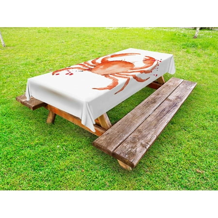 

Crabs Outdoor Tablecloth Sea Animals Theme in Watercolor Style Effect a Big Crab on White Background Print Decorative Washable Fabric Picnic Tablecloth 58 X 120 Inches Vermilion by Ambesonne