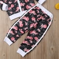 thumbnail image 5 of Bagilaanoe 2pcs Little Girl Long Pants Set Floral Print Long Sleeve Zipper Sweatshirt Pullover Tops + Sweatpants 2T 3T 4T 5T 6T 7T Kids Casual Sweatsuits, 5 of 8