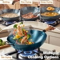 thumbnail image 6 of edx 13.5" Carbon Steel Wok Pan, Nonstick Stir-fry Pan, Pre-Seasoned Flat Bottom Chinese Wok, Compatible with Induction, BBQ & Camping Cookware, Blue, 6 of 8