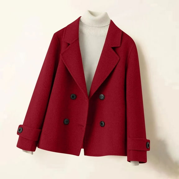 Black*Friday ChaoHeng Fall Coats for Women 2025 Women's Long Sleeve Solid Color Zip-Up Jacket with Shirt Collar,Cropped Style