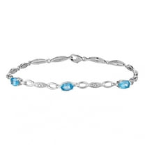 10k White Gold Swiss Blue Topaz & 1/10 Carat T.W. Diamond Bracelet
