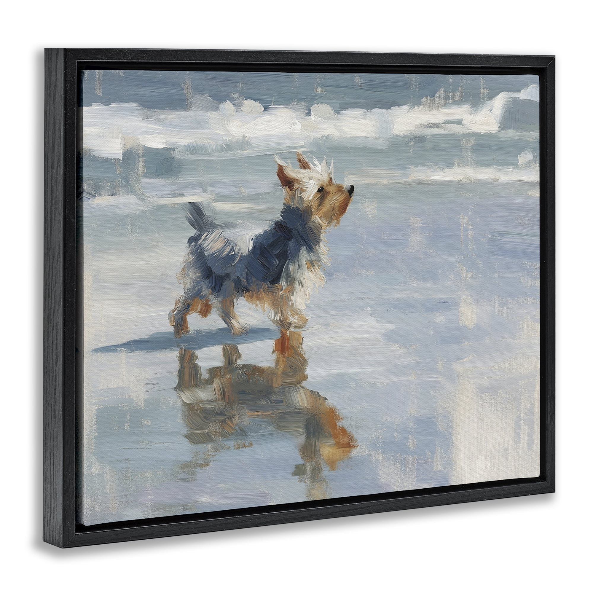 Stupell Industries Yorkie's Quiet Moment Black Framed Floater Canvas Wall Art, design by Svetlana Aleynikova
