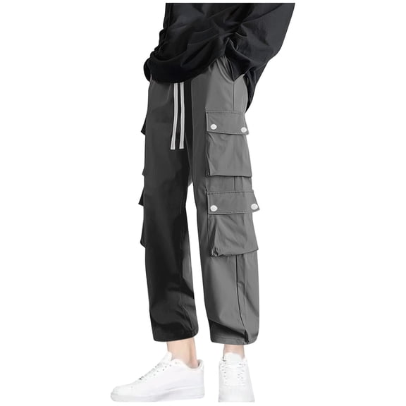KeShDi Cargo Pants Men Pants Clearance $10 Men's Cargo Sweatpants Men's Loose High Elasticity Multi Pocket Straight Leg Work Pants Gray S