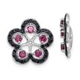 thumbnail image 1 of Diamond2Deal 925 Sterling Silver Rhodium Rhodolite Garnet and Black Sapphire Earrings Jackets for Women, 1 of 4