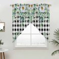 thumbnail image 3 of Daisy Eucalyptus Leaf Swag Valances for Windows 2 Pack Summer Flower Black White Plaid Swag Kitchen Curtains 36 Inches Long Rod Pocket Short Window Treatment for Kitchen Bathroom 28"x36", 3 of 9