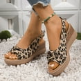 thumbnail image 3 of IUJSOY Wedges Sandals for Women Leopard Print Slingback Dress Shoes Peep Toe Platform Sandals, 3 of 9