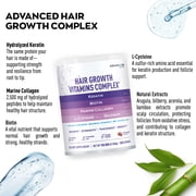 Granions Hair Supplements for Hair Growth Powder - Collagen Peptides, Biotin 10,000, Keratin, Aminos - 10.5oz