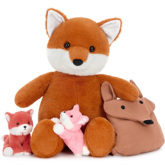 MorisMos Cute Fox Stuffed Animal with 2 Baby Plush Toys