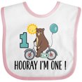 thumbnail image 3 of Inktastic 1st Birthday Bear on Bicycle 1 Year Old Boys or Girls Baby Bib, 3 of 4