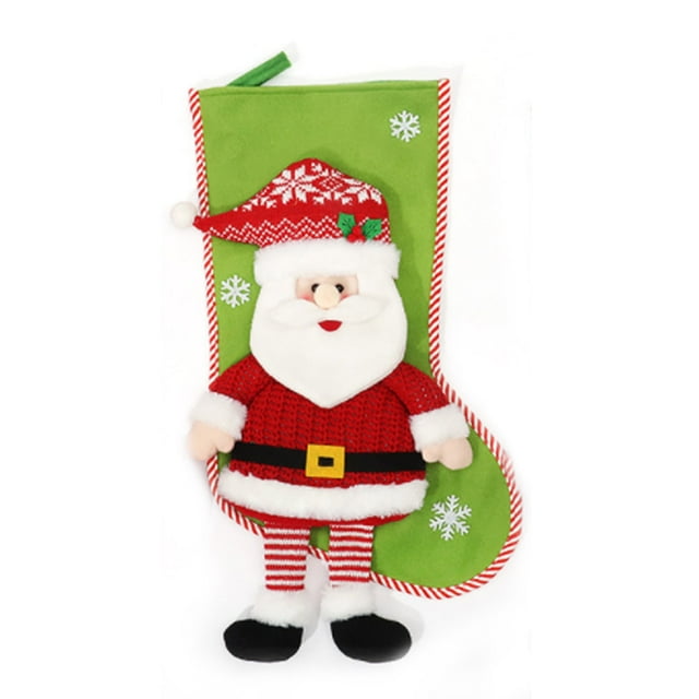 Ounissouiy Medias navideñas de dibujos animados, calcetines tridimensionales de Papá Noel, bolsa de regalo, decoración del hogar, colgante, barra de Kits de decoración para fiestas Papá Noel Ounissouiy HA068967-01