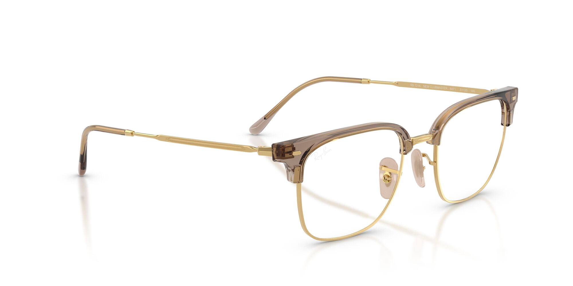 Ray-Ban Unisex Size 51 New Clubmaster Prescription Eyeglasses, Beige on Gold/Demo Lens