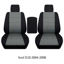Fits 2004-2008 Ford F-150 Velour Seat Covers w Console and No Int Seat Belt:Black Silver