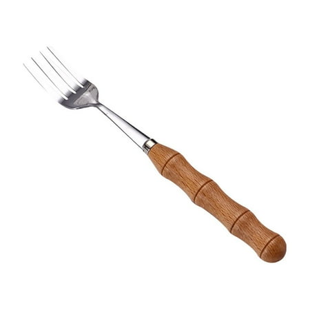 

KEYBANG Clearance Creative Wooden Handle Stainless Steel Upscale Cutlery Fork Spoon Silver(Buy 2 get 3)