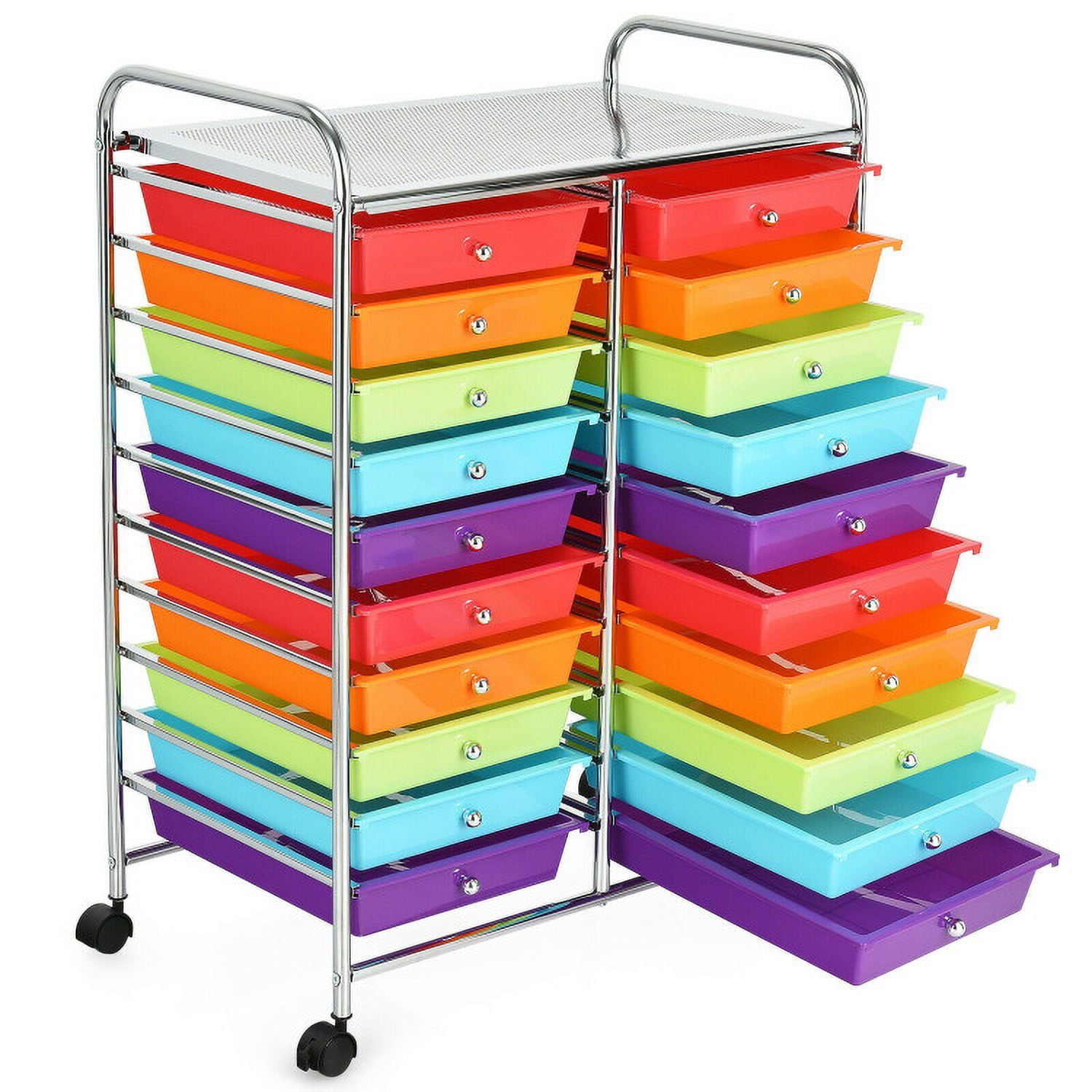 Demi Bonn 20 Drawers Storage Rolling Cart Studio Organizer with 4 Universal Casters, Multicolor