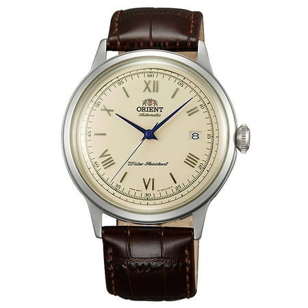 - AC00009N Men's Bambino II Beige Dial Dark Brown Leather Strap Automatic Watch