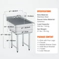 thumbnail image 3 of KFFKFF Commercial Single Basin Sink with Faucet & Legs, 27"x41" - Stainless Steel, Free Standing, Ideal for Garage, Restaurant, Kitchen, Laundry - Prep & Utility Sink, Approved, 3 of 8