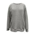 thumbnail image 5 of YOIAVAIOY Ribbed Knit Sweatshirt for Women Long Sleeve Solid Sweatshirts Fall Casual Fashion Tops Gray L, 5 of 10