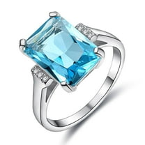 Sea Blue Zircon Rings for Women Elegant Fashion Jewelry Sparkling Statement Gift Versatile Everyday Wear Gifts