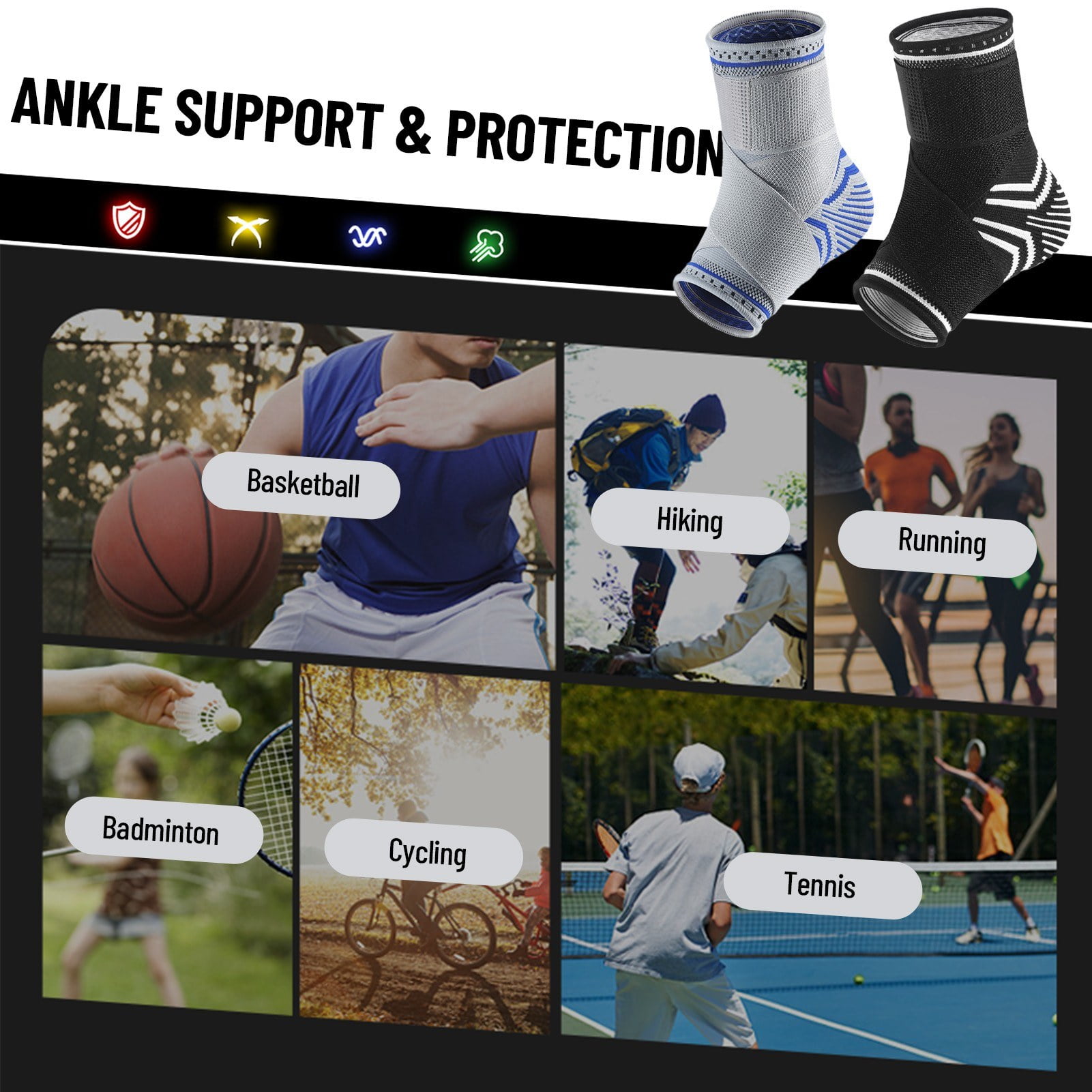 Adjustable Ankle Brace Support for Sports and Activities