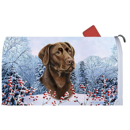 Chocolate Labrador - Best of Breed Dog Breed Winter Berries Mail Box