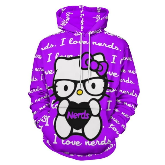 Hello Kitty Hoodie 3D Print Pullover Hooded Long Sleeve Sweatshirts Tops Blouse with Pocket for Mens Womens