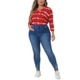 thumbnail image 3 of Agnes Orinda Women's Plus Size Tops Tie Dye Stripes V Neck 3/4 Sleeves Tunic Casual Blouses 2X Red, 3 of 7