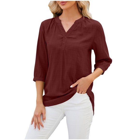 RKSTN Tops for Women Trendy 2024 Spring Summer Solid Color Lace V-neck Short Sleeve T-shirt Temperament Loose Plus Size Tops