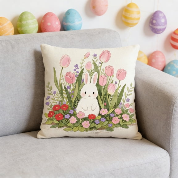 ZhyrZng Easter Pillow Covers Bunny Rabbit Decor | Plush Cushion Case & Spring Throw Pillow for Home Sofa Bedroom Living Room | Holiday Festival Decoration Gift with Zipper