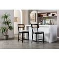 thumbnail image 3 of Dayalane 26" Rattan Back Counter Height Bar Stools Set of 2, Mid Century Wooden Kitchen Island Chairs with Footrest and Removable Cushion, Modern Barstools for Restaurant Bar, Black, 3 of 10