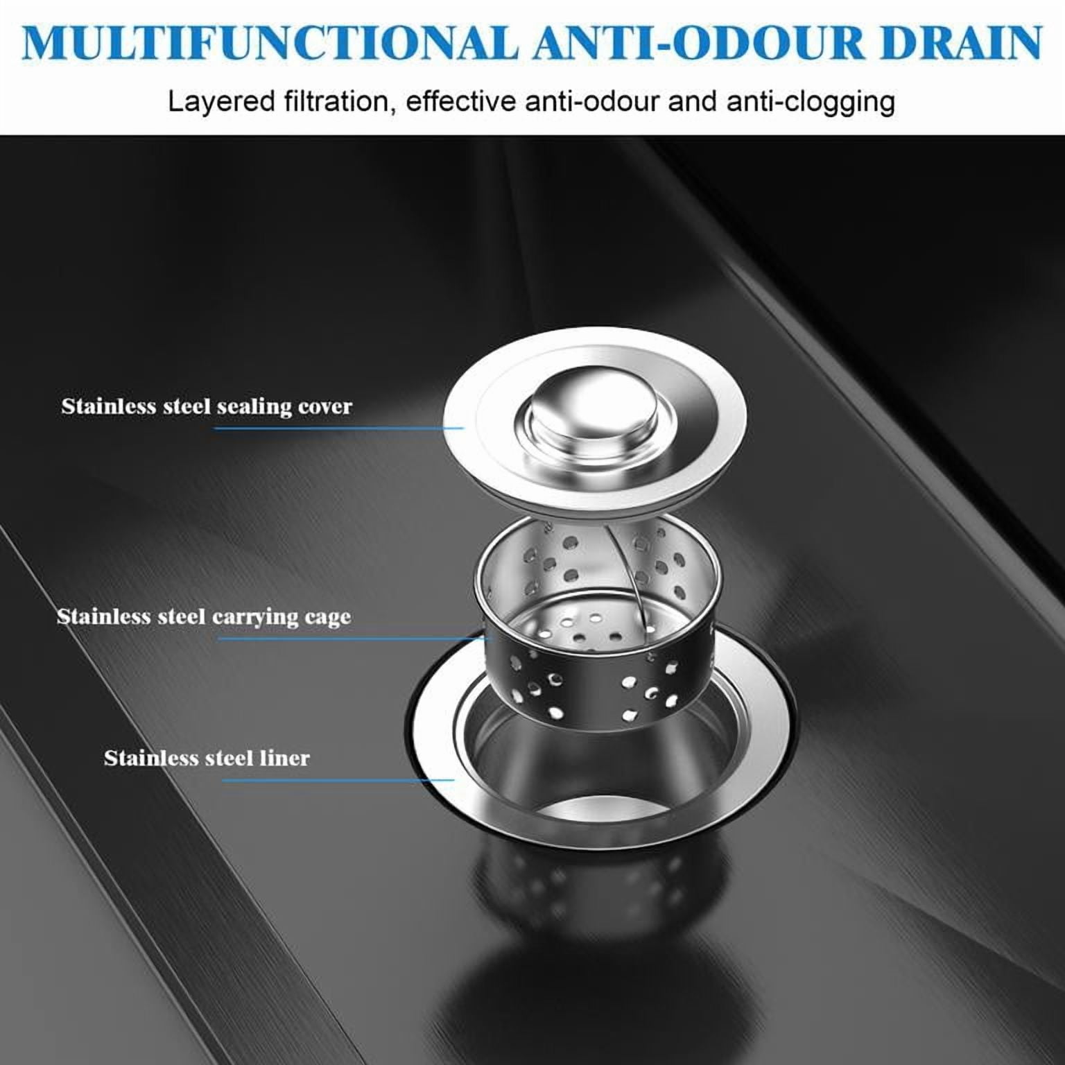 Mohsoe Single Bowl Utility Sink 80 x 45 x 86 cm, Stainless Steel Laundry Sink with 360° Rotatable Faucet, Built-In Storage Shelf, for Indoor Outdoor Garage Use