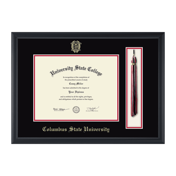 Framerly - Columbus State Tassel Diploma Frame with Black and Red Mat