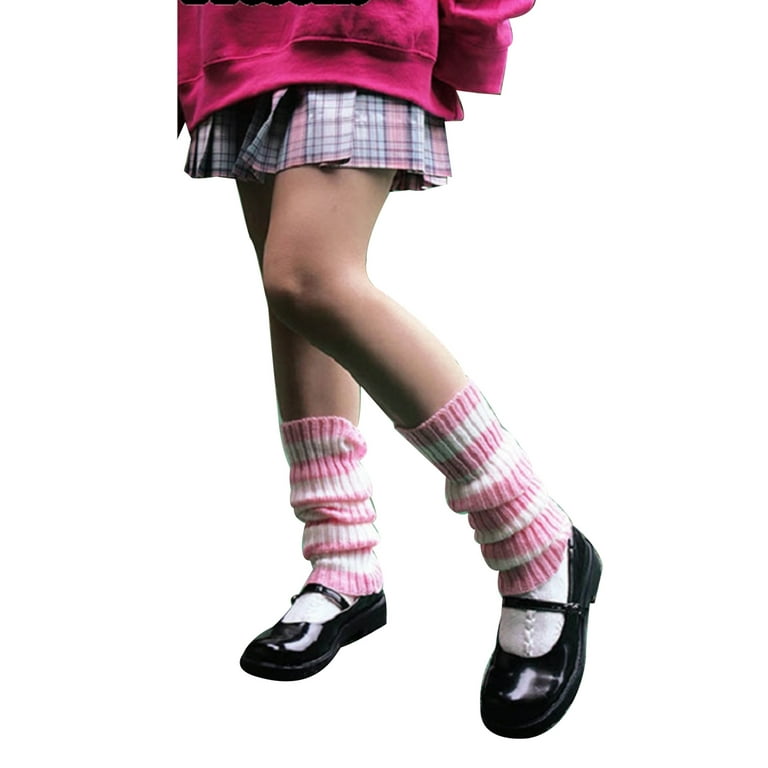 Womens Y2K Fashion Striped Leg Warmers Adult Junior 80s Ribbed