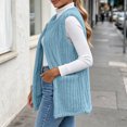 thumbnail image 3 of Women's Warm Fuzzy Fleece Sleeveless Vest Open Front Waistcoat Soft Plush Layering Gilet Fall Winter Daily Street Outfits Sky Blue, 3 of 4