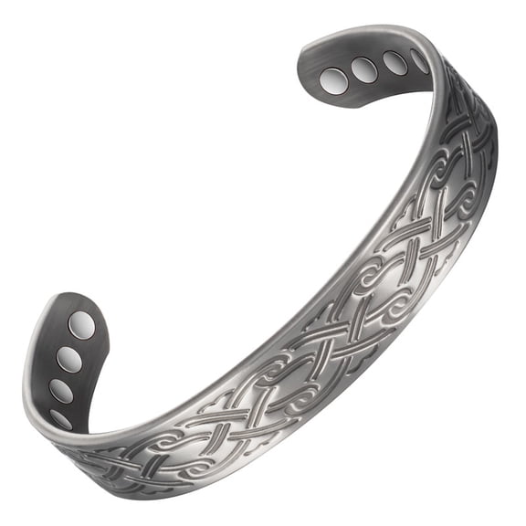 Wollet Silver Plated 99.9% Pure Copper M Bracelet for Men, 7in × 0.59in Jewelry Gift for Dad Husband