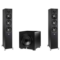 Elac - Two DF63-BK - Debut 3.0 6.5" Floor Speaker - Black and Elac PS250-BK - Varro Premium 10" 250 Watt Powered Subwoofer with Auto-EQ