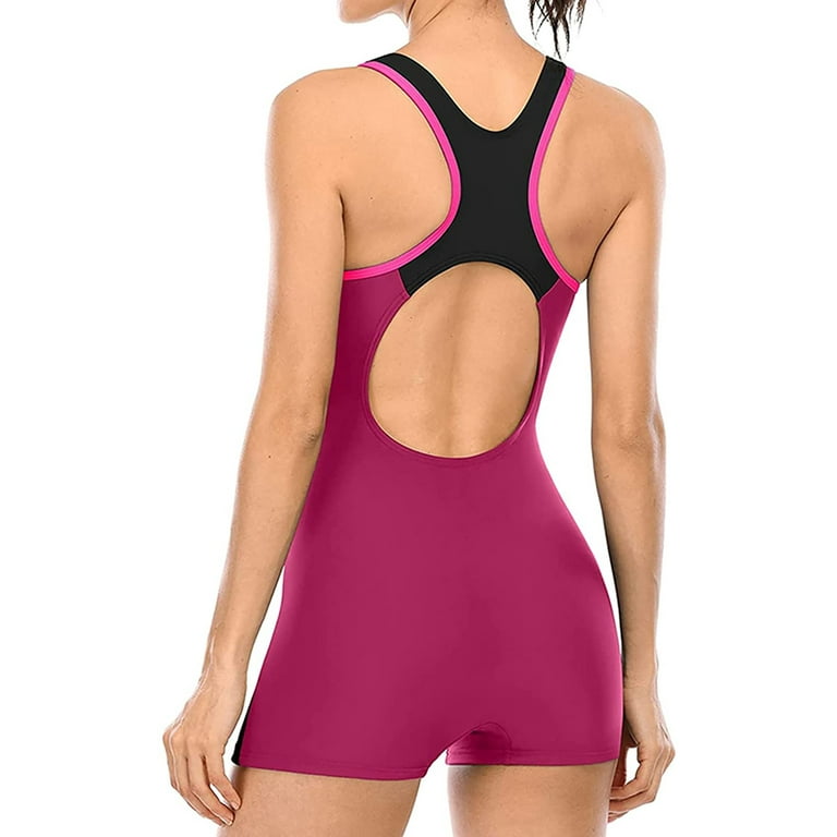 Charmo Women's Boyleg One Piece Swimsuit Athletic Swimwear Lap Bathing Suit  