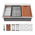 thumbnail image 1 of Kitchen Sink Drop In - Sarlai 28 Inch Stainless Steel Kitchen Sink Ledge Workstation Sink Drop-in Topmount 16 Gauge R10 Tight Radius Single Bowl Kitchen Sink, 1 of 4