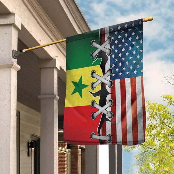 Flag Made In America With Senegalese Parts Senegalese American Friendship Root Proud House Flag, Double-Sided Decorative Outdoor Flag, Patriotic Polyester Yard Flag 29.5 x 39.5 in