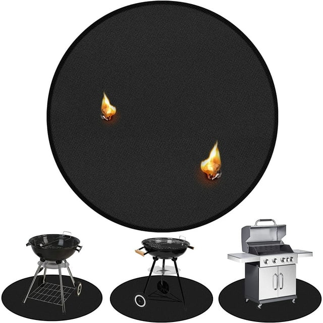 POMER Under Grill Mat for Outdoor Grill, 48 Inch Round Fireproof Grill Mat Fire Pit Mat