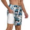 thumbnail image 3 of Goofa Blue Excavator Printed Men's Swim Trunks Board Shorts Quick Dry Mens Swimming Trunks with Compression Liner,Breathable Fit Hawaii Beach Shorts-3X-Large, 3 of 9
