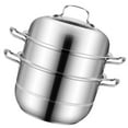 thumbnail image 1 of OUNONA 1Set Stainless Steel Steamer Pot for Kitchen Use Three Layer Soup Cooking High Capacity, 1 of 8