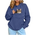 thumbnail image 4 of felwors Women's Oversized Pullover Pet Carrier Hoodie Cotton Blend Fleece Sweatshirt with Kangaroo Pocket Casual Navy for Size XXXXL, 4 of 8