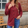 thumbnail image 4 of Womens Plaid Shacket Jacket Soft Button Down Shirt Roll Up Long Sleeve Shirt Blouses Preppy Clothes for Teen Girls, 4 of 7