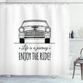 thumbnail image 1 of Ambesonne Enjoy the Ride Shower Curtain, Vintage Automobile, 69"Wx75"L, Black and White, 1 of 3