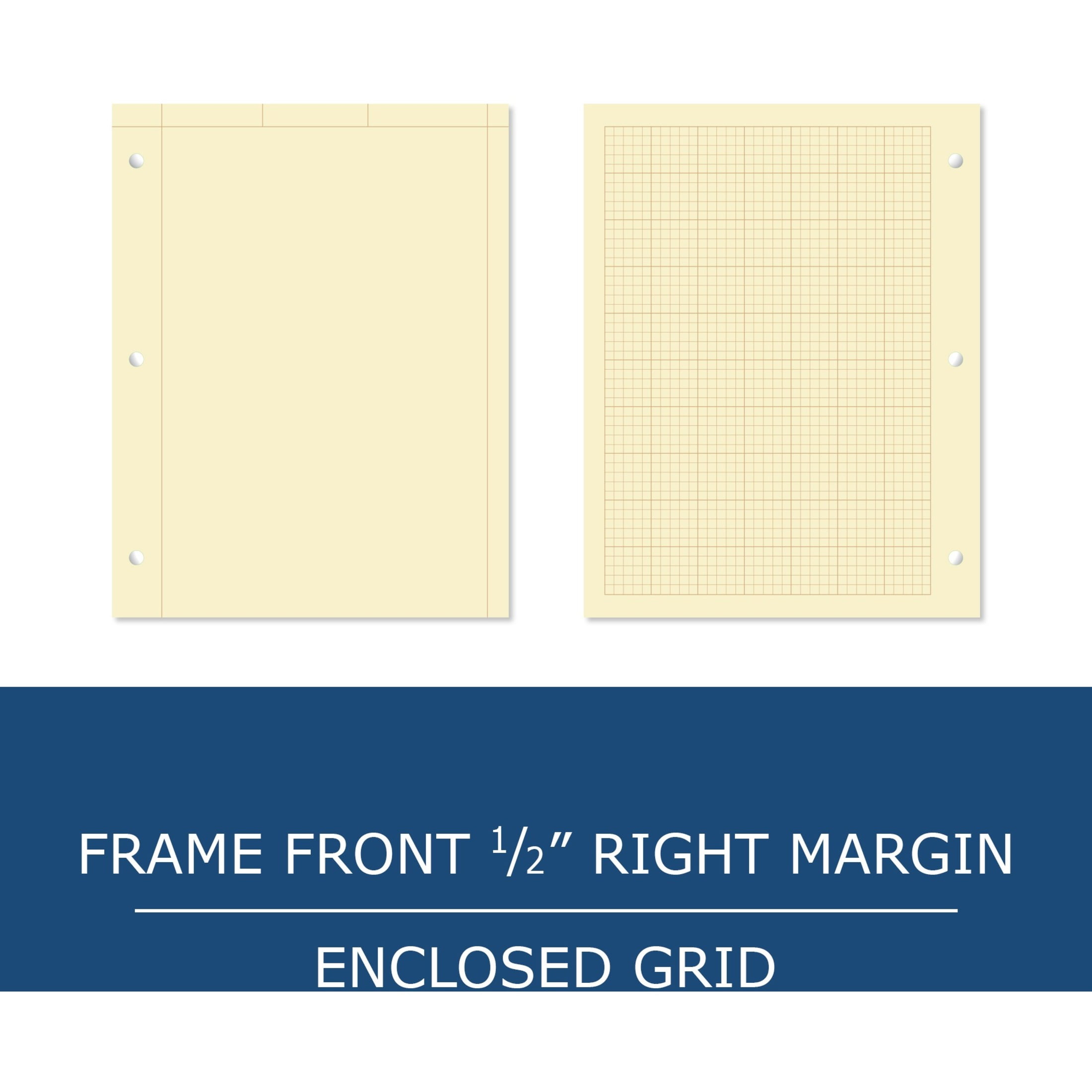 Roaring Spring 5x5 Grid Engineering Pad, 1 Case (24 Total), 15# Buff, 3 Hole Punched, 8.5" x 11" 100 Sheets, Buff Paper