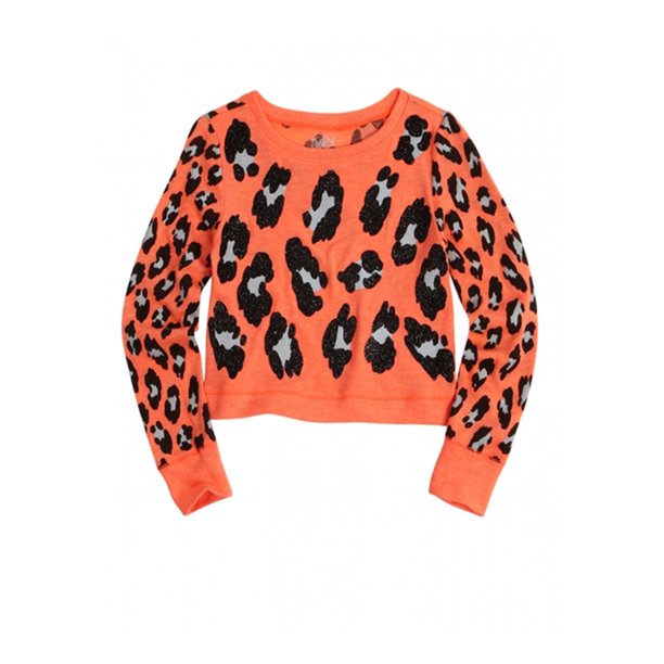 Justice Girls Glitter Animal Sudadera, Naranja, 12 Justice Camisa de entrenamiento
