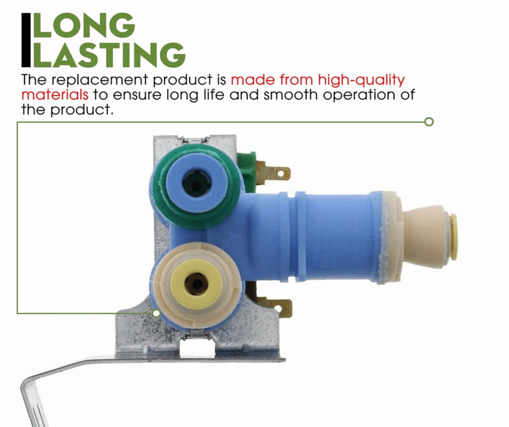 Water Inlet Valve Replacement For Whirlpool WRS325FDAB02 WRS325FDAB04 WRS325FDAT04 WRS325FDAM04 WRS325FDAT02 WRS325FDAB05 WRS325FDAW01 WRS325FDAB06 WRS325FDAM01 WRS325FDAM02 WRS325FDAD02 Refrigerator